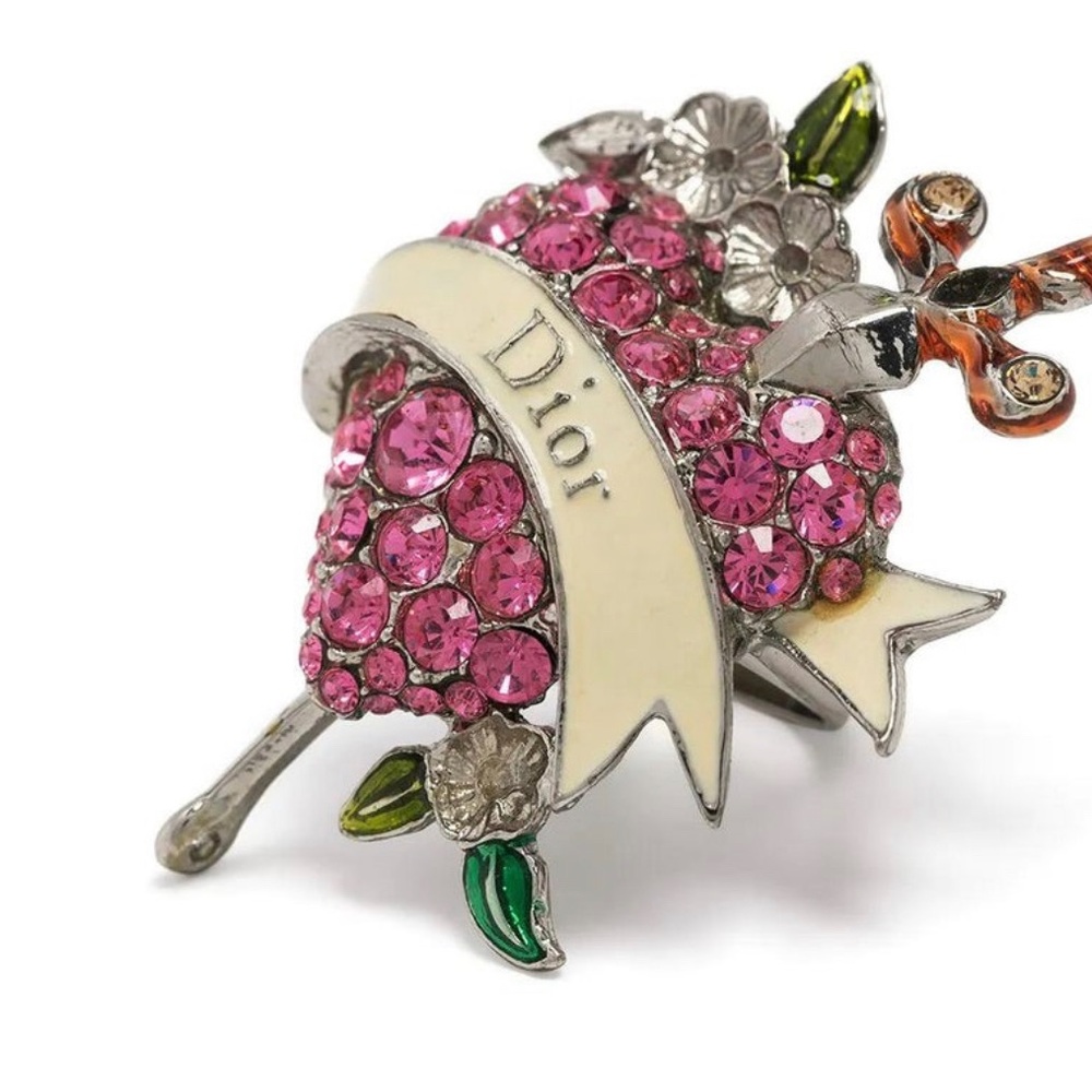 Dior by John Galliano Bleeding Heart Rhinestone-embellished Ring sz 6